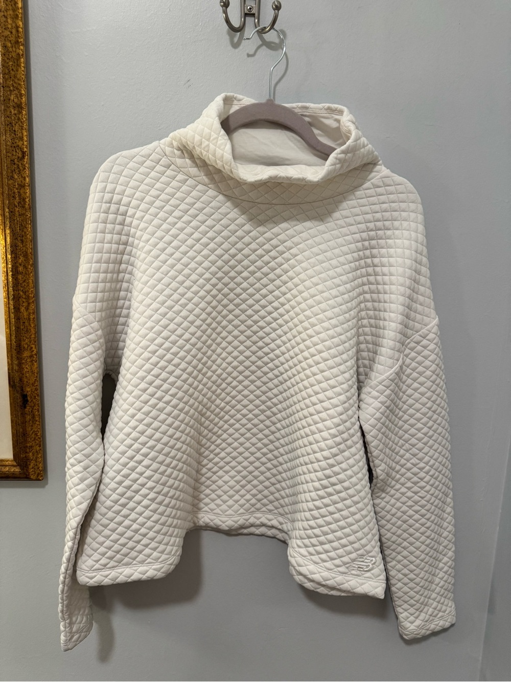 New Balance Quilted Cream Turtleneck Pullover